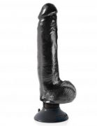 King Cock 9 Inches Dildo with Balls Vibrating Black
