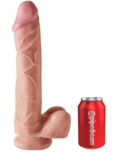 King Cock Dual Density 12" Fat Cock W/balls - Beige