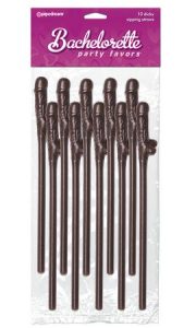 Bachelorette Party Favors Dicky Sipping Straws Brown 10pc.