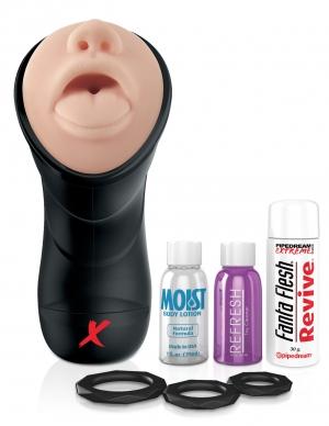 PDX Elite Deep Throat Vibrating Stroker Beige