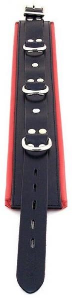 Rouge Padded Leather 3 D-Ring Collar Black Red