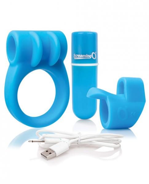 Screaming O Charged Combo #1 C Ring & Finger Sleeve Blue