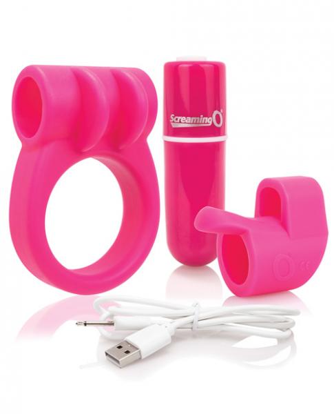 Charged Combo Kit 1 Cock Ring & Finger Sleeve Pink