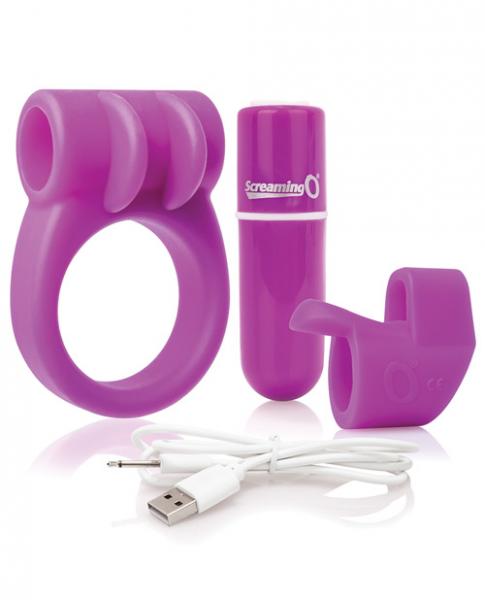 Screaming O Charged Combo Kit #1 C Ring & Finger Sleeve Purple