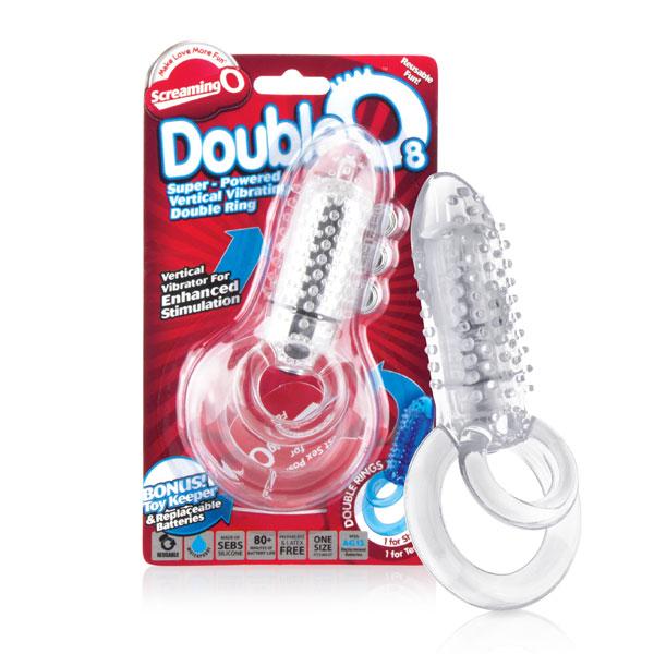 Double O 8 Speed Clear Vibrating Cock Ring