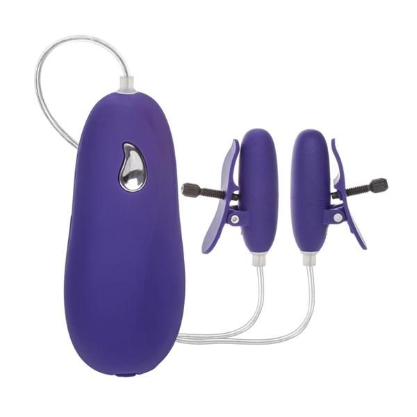Advanced Vibrating Heated Nipple Teasers Purple