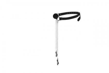 Ouch Ball Gag with Nipple Clamps Black