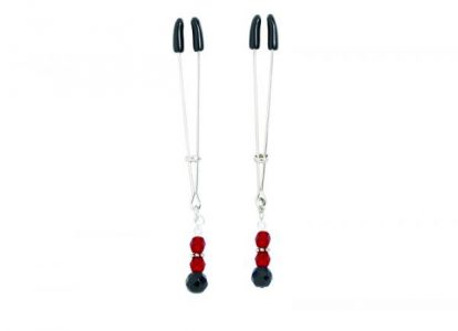 Red Beaded Nipple Clamps With Tweezer Tip - Red
