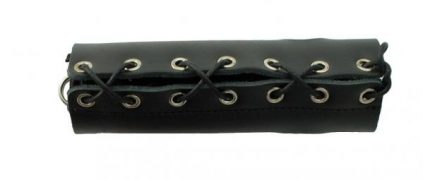 Lace Up Leather Cock Sheath - Black