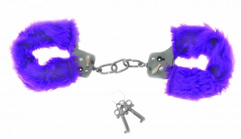 Black Handcuffs W/Purple Fur Line