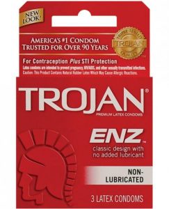 Trojan Enz Non-Lubricated Condoms - Box of 3