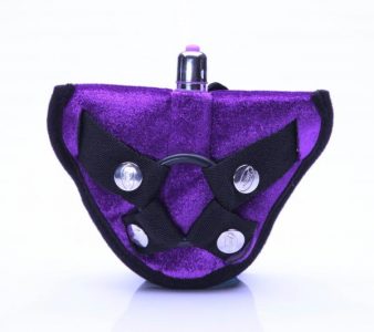 Velvet Vibrating Harness Purple