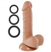Pro Sensual Premium Silicone Dong 6 inch with 3 C-Rings Tan