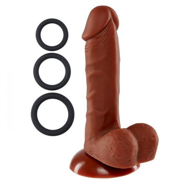 Pro Sensual Premium Silicone Dong 6 inch with 3 C-Rings Brown