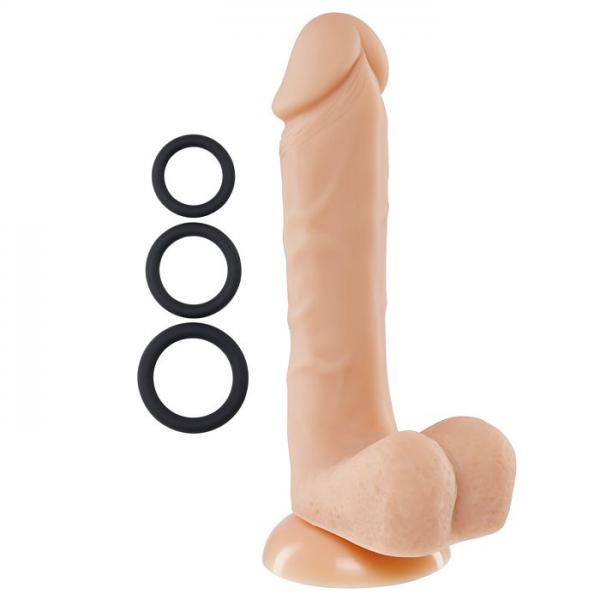 Pro Sensual Premium Silicone Dong Beige 8 inches with 3 C-Rings