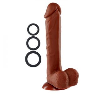 Pro Sensual Premium Silicone Dong Brown 9 inches with 3 C-Rings