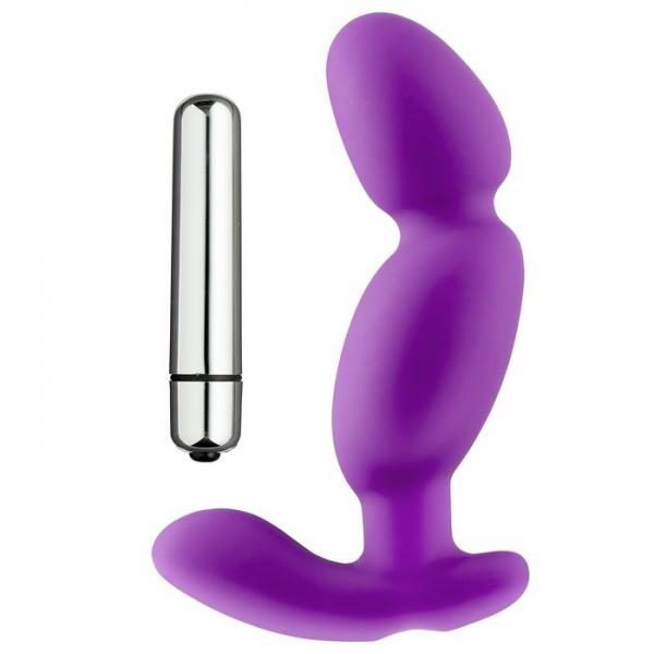 Pro Sensual Soft Angled Tip Anal Prostate Massager Purple Bonus C Rings