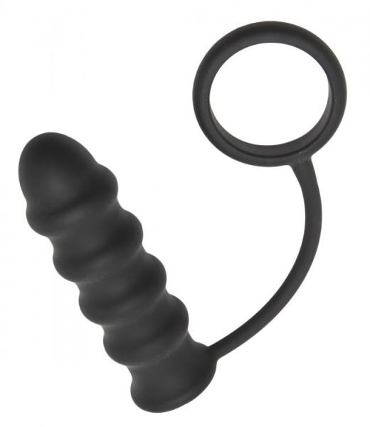 Ass Bomb Rippler Black Butt Plug Cock Ring
