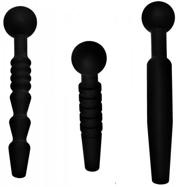 Dark Rods 3 Piece Silicone Penis Plug Set Black