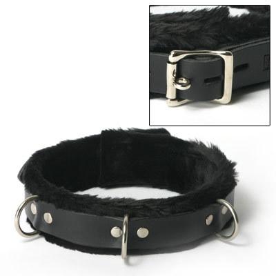 Leather Collar Fur Lined Black