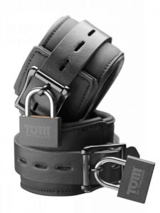 Tom Of Finland Neoprene Wrist Cuffs with Locks Black